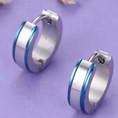 Сережки конго медсталь, синя емаль. Унісекс