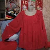 ❤️Брендовая красная крепкий шолк вся с пайетками туника новая❤️Турция.Пог130-150см.Поб106-160см.