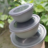 Набор пластиковых салатников с крышками, 3шт (0,50;1,0 и 2л)