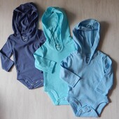 3шт. Бодік з довгим рукавом hanes для хлопчика 0-6міс