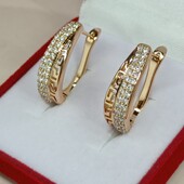 Шикарные серьги Versace з дорожками фианитов.Позолота 585 пробы 18К.
