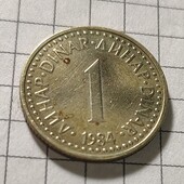 Монета Югославії 1 динар 1999