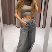 Джинси wide-leg trf з ефектом трусів-боксерів zara