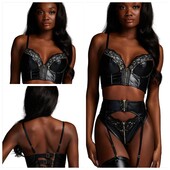 Hunkemoller private collection! "Шкіряний" жіночий бюстгальтер 70С пуш-ап black! Лот 3