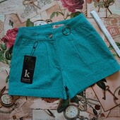 Шорты в комплекте с поясом в цвете бирюза