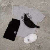 Комплект 4 четвірка! Костюм: футболка + шорти + кепка + бананка Stone island