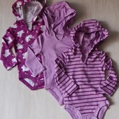 3 шт. Боді з довгим рукавом hanes для дівчинки 12/18м