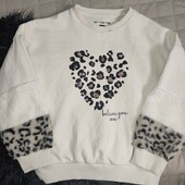F&f 8-9 p 134см світшот з пайєтками молочний
