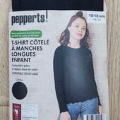 Футболка-лонгслів в рубчик для дівчинки Pepperts 146/152