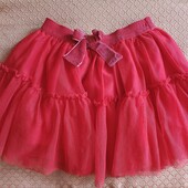 Класнючая юбка с блеском . Под вышиванку супер !до 5-6 лет. Красная.