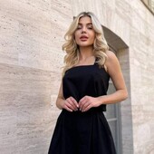 Літній льняний костюм з топу та шортів