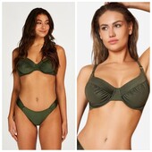 Hunkemoller! Роздільний жіночий купальник з мерехінням 75F, низ S розмір dark olive! Лот 20