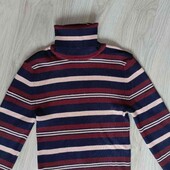 Primark брендовый трикотажный гольф рубчик расцветка полоска размер XS S