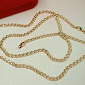 Шикарная цепочка 60 см, плетение Нонна (лав).Позолота 585 пробы 18К.