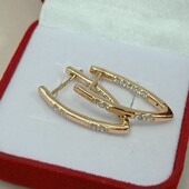 Великолепные серьги стрелы с фианитами. Нюанс! Позолота 585 пробы 18К.
