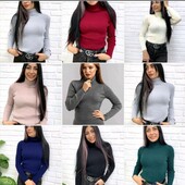 Женские теплые гольфики водолазки в рубчик