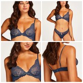 Hunkemoller! Мереживний жіночий бюстгальтер на кісточках 70В dark denim! Лот 322