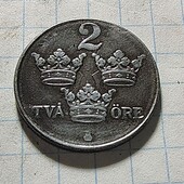 Монета Швеції 2 ере 1944