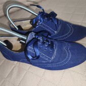 Оксфорди на шовкових стрічках, 37р. Синя замша