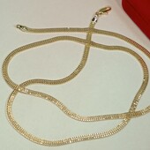Очень красивая цепочка 60 см, плетение французский бисмарк.Позолота 585 пробы 18К.