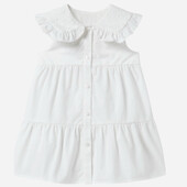 Котонова білосніжна сукня з воротом прошва, 18-24 місяці