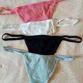 Жіночі бавовняні стрінги в рубчик S (уцінка) 4 шт. Женские трусы 8676