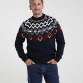 Вязанный шерстяной теплый свитер с жаккардовым узором Jack & Jones