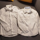 Одним лотом дві білі сорочки Next та John Lewis для школи, зріст 122-128 см