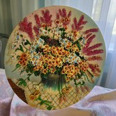 Декоративна керамічна тарелка тарілка на стіну, на стену на підставціі