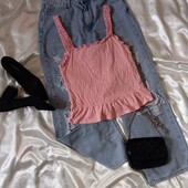 Красивий топ-резинка у кольорі пудра