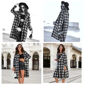 Пальто в клітинку, оверсайз, Royalfashion, 2хL/4xL