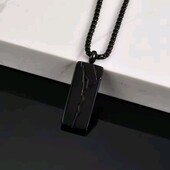 Ланцюжок і прямокутна підвіска, рифлена чорна, медсталь, жетон