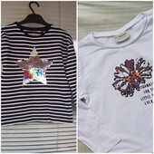 2 чудових реглана з паєтками на 5-6 років в відмінному стані