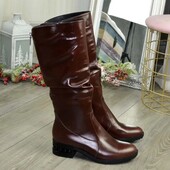 Жіночі демісезонні шкіряні сапоги стелька 27 см, р. 41
