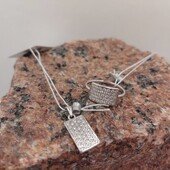 Стильний комплект каблучка-підвіска 17.5 розмір