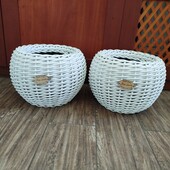 Набір кашпо ротанг білого коліру