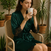 Шовковий смарагдовий халат шовк Армані, S/M