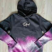 теплый стильный худи с капюшоном цвет графит амбре размер XS евро 32/34