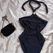 Красивий суцільний купальник темно-синього кольору