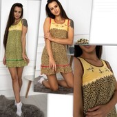 Коттоновая ночная рубашка с леопардовым принтом.