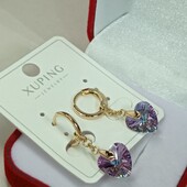 Шикарные серьги-висюльки с кристаллами Swarovski. Позолота 585 пробы.