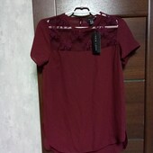Розпродаж! Брендовая новая красивая блуза-туника с ажурной вставкой р.10-12.
