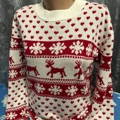Новогодний джемпер(двойная вязка) на женщину или подростка М,см.замеры