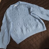 Primark L, Uk14-16 ніжно-блакитний светр ажурні коси