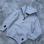 Дитячий вʼязаний светр на блискавці 3/4 на хлопчика next, сірий 6-7р