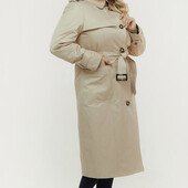 Распродажа! Теплый стильный плащ-тренч пальто на утеплителе слимтекс для пышных модниц.Riches р. 54/