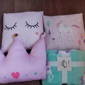 Набір для принцеси 4 предмети 2 подушки 40×40плед 130×160 і подушка 39×46см