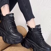 Жіночі чорні зимові кросівки на платформі, 37р 22,5 см