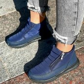 Зимние женские дутики баталы меховые на молнии.