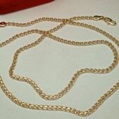 Великолепная цепочка 60 см, плетение Нонна (лав).Позолота 585 пробы 18К.